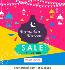 Ramadhan Sale. Ramadhan Kareem. Special Sale. Islamic Event Sale With Islamic Hanging Ornament And Full Color Background