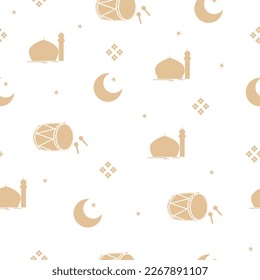 Ramadhan seamless pattern. Islamic background. Ramadhan kareem pattern. Icons set. Vector illustration