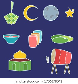 Ramadhan Set Icon Vector Flat Design