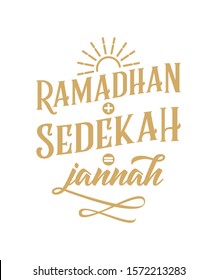 Ramadhan shadaqah quotes vector with custom typography