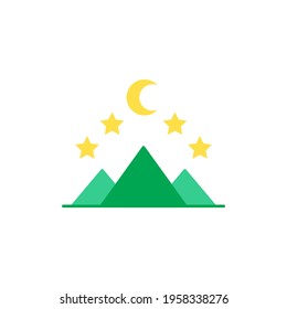 Ramadhan Starry night icon in color icon, isolated on white background 