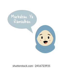 Ramadhan theme clip art vector girl