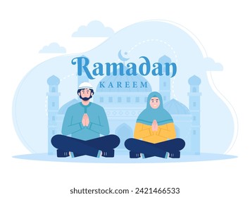 concepto de tendencia de ramadhan ilustración plana 