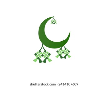 Ramadhan vector, ramadhan kareem, Happy Eid Mubarak Vector Illustration suitable for Poster Banner Greeting card and others, Eid Mubarak Template with Mosque, Ketupat and moon art.
