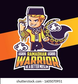 ramadhan warrior muslim mascot logo design
