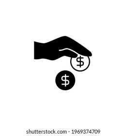 Icono de donación de zakat Ramadhan en un icono de glifo de forma plana y sólida, aislado en fondo blanco 