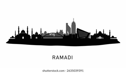 Ramadi City Skyline Silhouette with Iraq, and Vector.