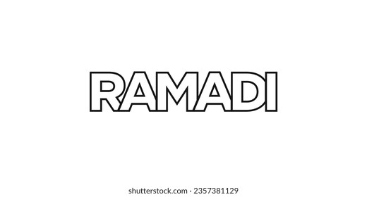 Ramadi in the Iraq emblem for print and web. Design features geometric style, vector illustration with bold typography in modern font. Graphic slogan lettering isolated on white background.
