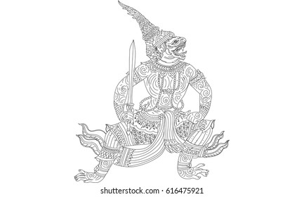 Ramakien, Pale, Thai traditional painting svg