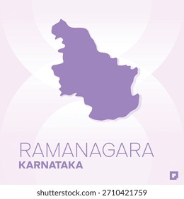 Mapa del distrito de RAMANAGARA, Karnataka, India - Esquema de Vector editable.