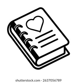ramantic notebook line art vector icon