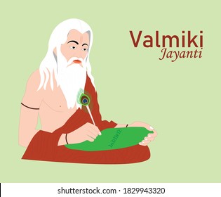 Ramanya Text Written In Hindi Which Means Epic Book Of Ramayana. Vector Illustration Of Valmiki Jayanti.