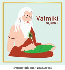 Ramanya Text Written In Hindi Which Means Epic Book Of Ramayana. Vector Illustration Of Valmiki Jayanti, A Mythological Poet Of Ramayana