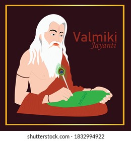 Ramanya Text Written In Hindi Which Means Epic Book Of Ramayana. Vector Illustration Of Valmiki Jayanti, A Mythological Poet Of Ramayana