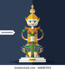 Ramayana Giant Sculptures in flat style.