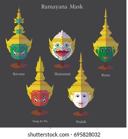 Mask Khon Thai Handmade Ramayana Pinwheel air Home Art Decor Collectible New 
