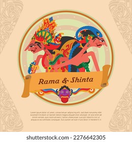 Ramayana sanskrit epic love story idea design with ethnic vibes wayang rama shinta shadow puppet illustration