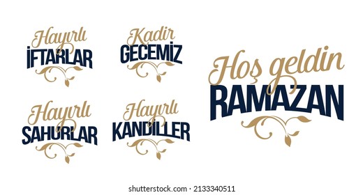Ramazan ile iligli tipografik logo koleksiyon. Translation: Collection of typographic logos related to Ramadan.