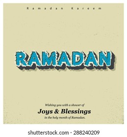 Ramazan Kareem (Ramadan Kareem) Typography - Islamic greeting text background - muslim community festival celebration
