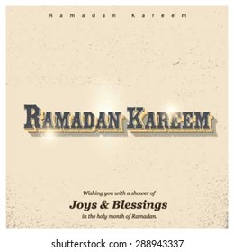 Ramazan Kareem (Ramadan Kareem) Typography - Islamic greeting text background - muslim community festival celebration - vintage background