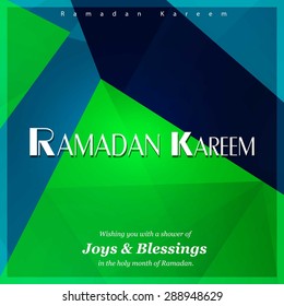 Ramazan Kareem (Ramadan Kareem) Typography - Islamic greeting text background - muslim community festival celebration - Green polygonal shape background polygon wallpaper