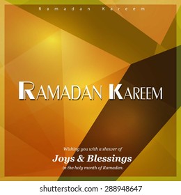 Ramazan Kareem (Ramadan Kareem) Typography - Islamic greeting text background - muslim community festival celebration - Orange polygonal shape background polygon wallpaper