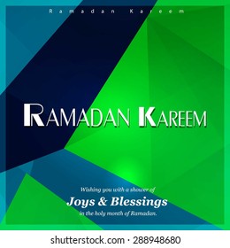 Ramazan Kareem (Ramadan Kareem) Typography - Islamic greeting text background - muslim community festival celebration - Green polygonal shape background polygon wallpaper