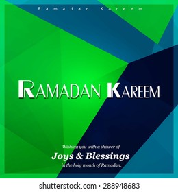Ramazan Kareem (Ramadan Kareem) Typography - Islamic greeting text background - muslim community festival celebration - Green polygonal shape background polygon wallpaper