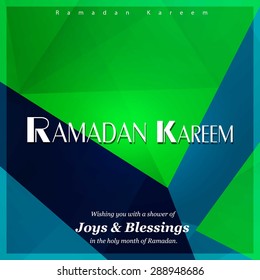 Ramazan Kareem (Ramadan Kareem) Typography - Islamic greeting text background - muslim community festival celebration - Green polygonal shape background polygon wallpaper