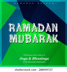 Ramazan Kareem (Ramadan Kareem) Typography - Islamic greeting text background - muslim community festival celebration - Green polygonal shape background polygon wallpaper