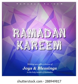 Ramazan Kareem (Ramadan Kareem) Typography - Islamic greeting text background - muslim community festival celebration - Blue Pink polygonal shape background polygon wallpaper