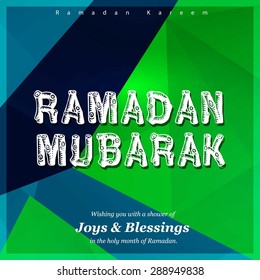 Ramazan Kareem (Ramadan Kareem) Typography - Islamic greeting text background - muslim community festival celebration - Green polygonal shape background polygon wallpaper