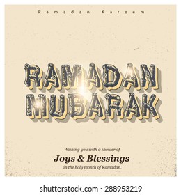 Ramazan Kareem (Ramadan Kareem) Typography - Islamic greeting text background - muslim community festival celebration - vintage background