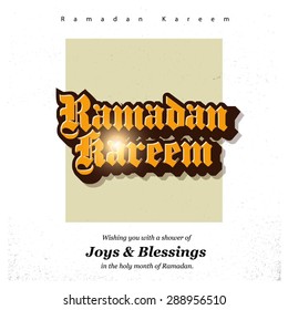 Ramazan Kareem (Ramadan Kareem) Typography - Islamic greeting text background - muslim community festival celebration