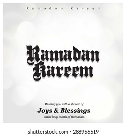 Ramazan Kareem (Ramadan Kareem) Typography - Islamic greeting text background - muslim community festival celebration - Glossy gray background