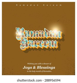 Ramazan Kareem (Ramadan Kareem) Typography - Islamic greeting text background - muslim community festival celebration