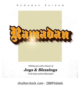 Ramazan Kareem (Ramadan Kareem) Typography - Islamic greeting text background - muslim community festival celebration