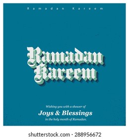Ramazan Kareem (Ramadan Kareem) Typography - Islamic greeting text background - muslim community festival celebration - vintage background
