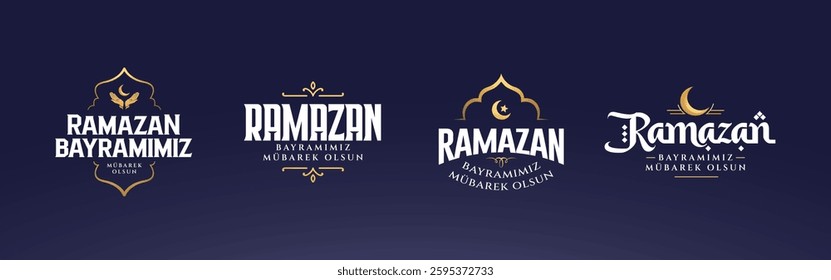 Ramazan Bayramı Mübarek Olsun, vektörel set. English: Eid al-Fitr Mubarak Islamic Feast Greetings, vector set. Holy month of muslim community Ramazan.