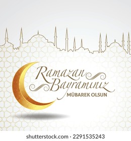 Ramazan Bayramınız mübarek olsun Turkish holiday greeting card. Translation: Happy Eid Al-Ramadan.