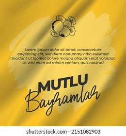 Ramazan bayramı, Ramadan Kareem. Islamic greeting card template with ramadan for wallpaper design. Poster, media banner. A set of vector illustrations. “Happy holidays with your loved ones” yellow