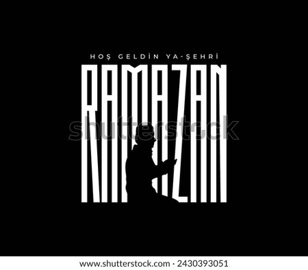 Ramazan tipografi dua eden silüet, Ramadan typography praying silhouette, vector design Stok fotoğraf © 