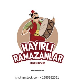 Hayırlı ramazanlar. Translate: Ramadan kareem. Ramadan drummer, islamic and turkish celebration 