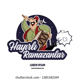 Hayırlı ramazanlar. Translate: Ramadan kareem. Ramadan drummer, islamic and turkish celebration 