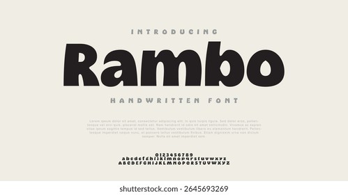 Rambo Fuentes abstractas minimalistas modernas del alfabeto. Tecnología de tipografía, electrónica, película, digital, música, futuro, logo fuente creativa.