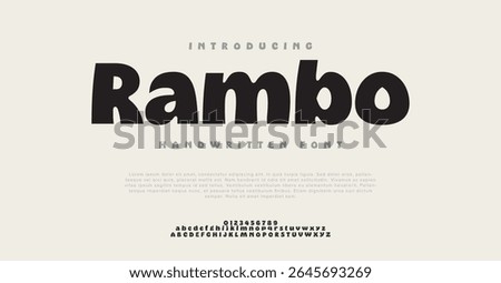 Rambo Modern minimal abstract alphabet fonts. Typography technology, electronic, movie, digital, music, future, logo creative font.