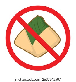 Rambu dilarang membawa makanan dari luar, forbidden sign with outside food icon, no outside food or drink, outside food prohibition sign, jangan bawa nasi bungkus
