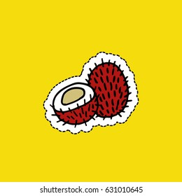 rambutan doodle icon, sticker