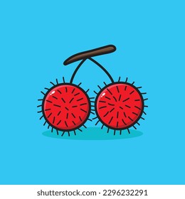 rambutan fruit cartoon illustration vector