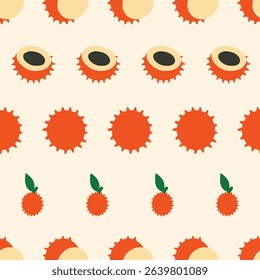 Rambutan Fruit Cream Background Pattern